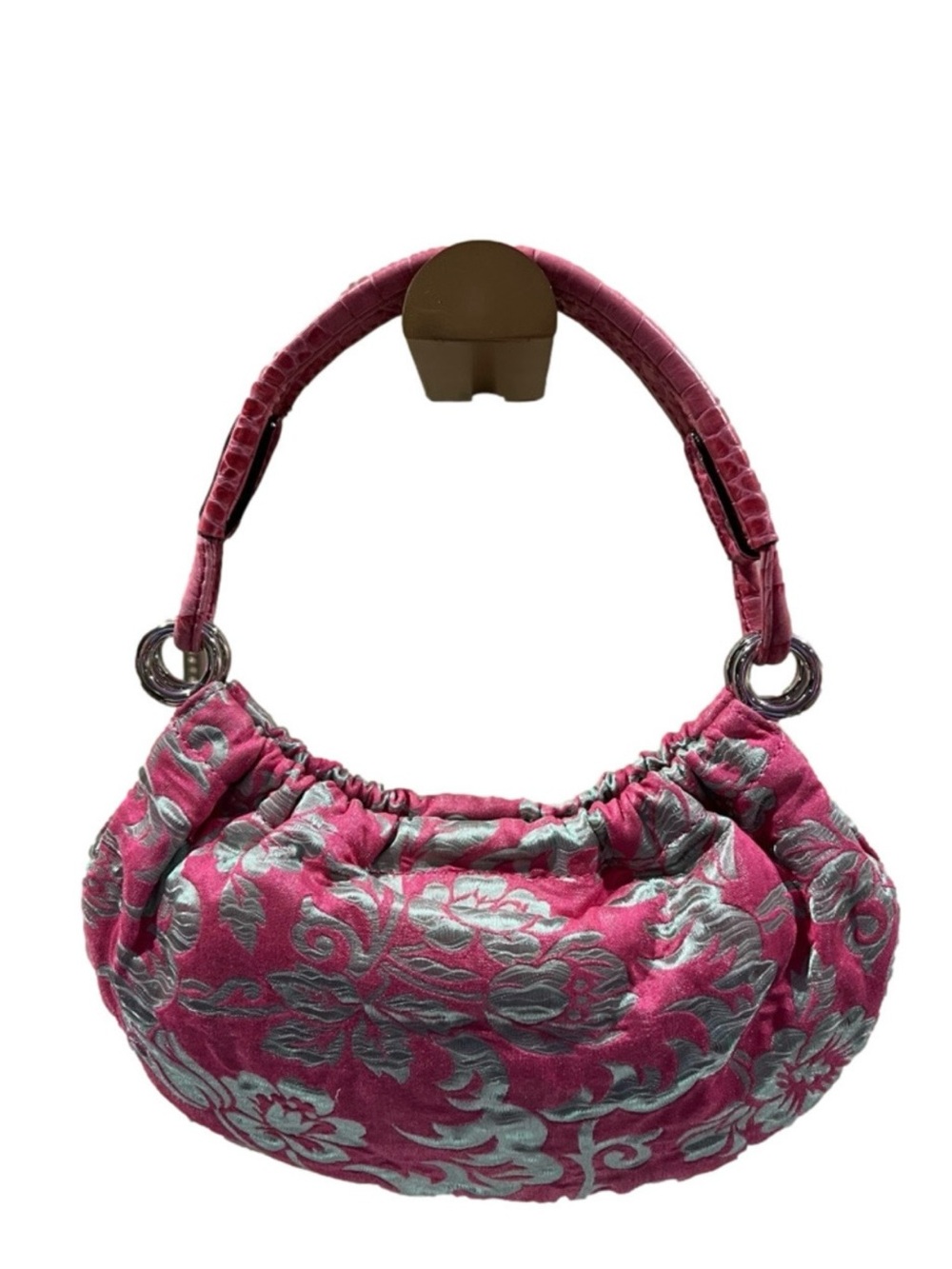 Kate Spade Pink & Silver Brocade Marina Small Hobo Bag Vintage 2005 Her Spring